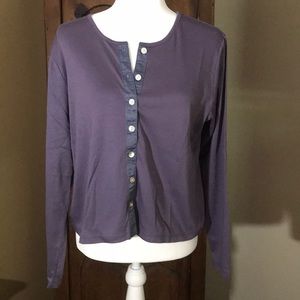 L.L. Bean lavender top..button front..Large
